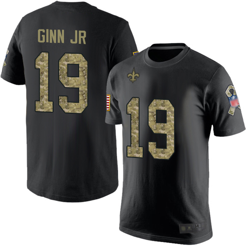 Men New Orleans Saints Black Camo Ted Ginn Jr Salute to Service NFL Football #19 T Shirt
